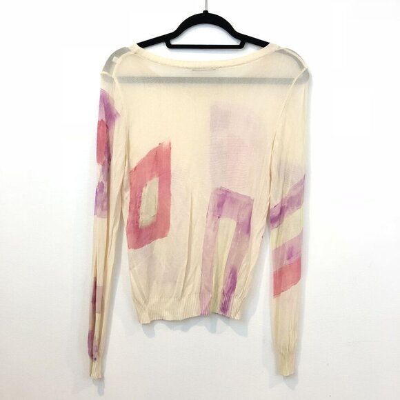 Liviana Conti Womens Abstract Print Long-Sleeve Sheer Sweater Top Size M READ - Picture 4 of 9
